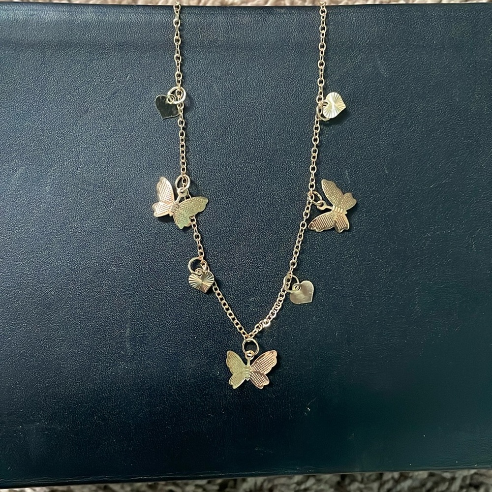 Butterfly + Heart Gold Necklace